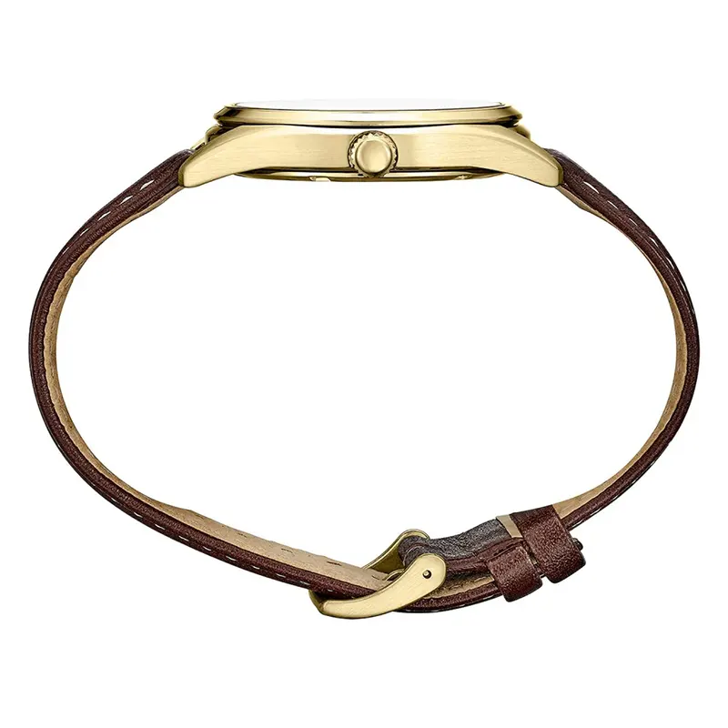 Seiko SUR450 Essentials Men’s Quartz Watch Gold Case Leather